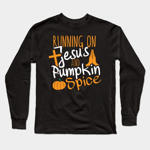 Funny Pumpkin Spice, Jesus Christian Design print Long Sleeve T-Shirt by Blue Zebra